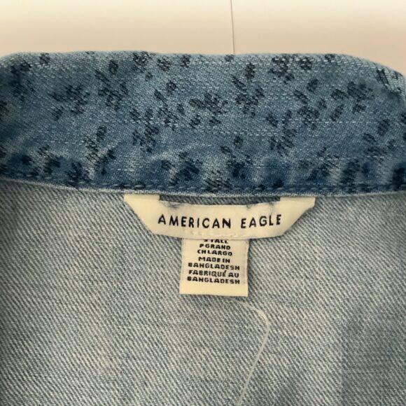 American EAGLE 100% Cotton Denim 5 Pocket Romper Elasticized Waist Tall Sz S NWT - Picture 5 of 15